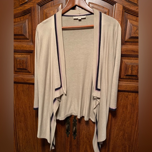 LOFT Sweaters - Loft tan open high low jacket / cover up Size M